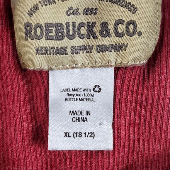 Roebuck & Co Shirt Top Womens XL Red Heart Ribbed Long Sleeve Round Neck Thermal - Picture 2 of 8